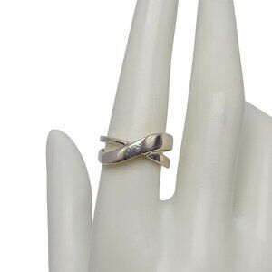 Sterling Silver Crossover Band Ring For Women Vintage Size 7